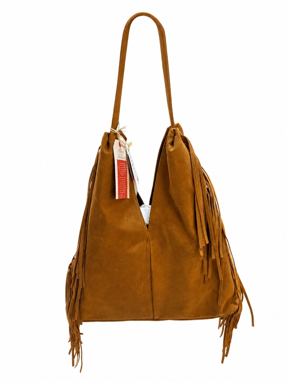 Divina Firenze Italian Suede Fringe Hobo Bag – Cognac 🤎✨ 🔥BNWT🔥 - Picture 4 of 11